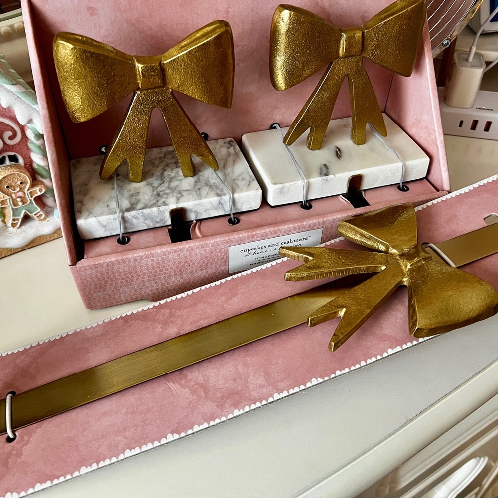 Cupcakes & Cashmere Gold Bow Holiday Decor